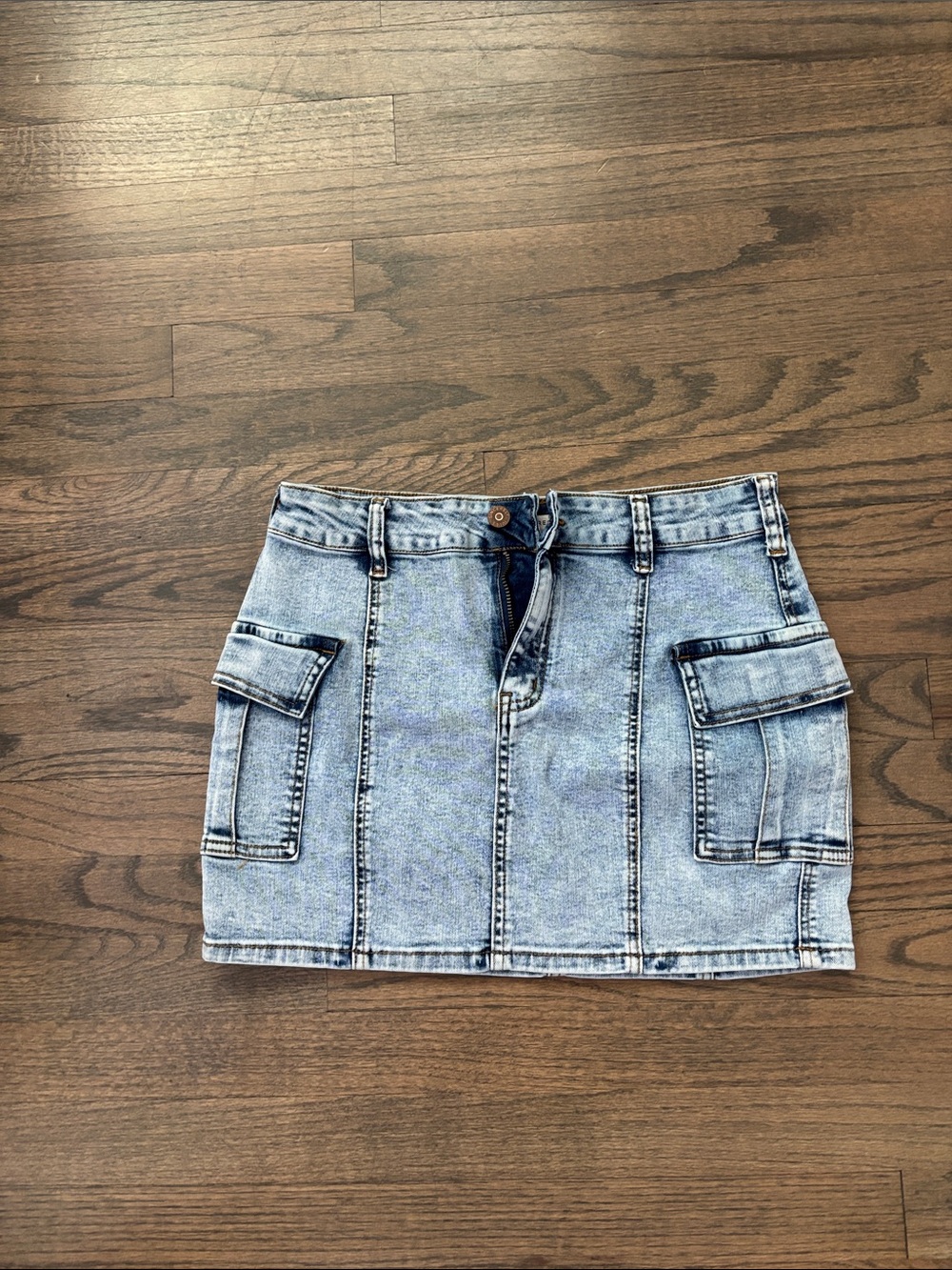 Sincerely Jules Light Blue Denim Cargo Mini Skirt - Picture 2 of 12